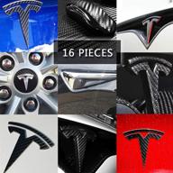 🚗 carbon fiber stickers protection kit for tesla model x car [16 pieces - black stickers] with special modification parts logo