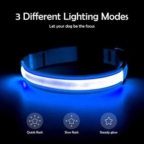 img 3 attached to 🐶 VIZPET LED Dog Collar - 100% Waterproof & USB Rechargeable, Adjustable Light-Up Collar for Dogs - Super Bright Safety Light, Glowing Collars