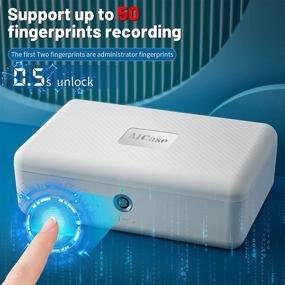 img 2 attached to 🔒 AICase Portable Biometric Fingerprint Lock Box Safe for Cash, Jewelry, and Security Storage - Combination Lock for Car, Home, Office, and Travel