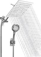 premium high pressure shower head combo with extension arm, hose, and 9-setting handheld - height and angle adjustable, filtered, chrome finish logo