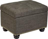 modern charcoal linen upholstered storage ottoman in gray - first hill fhw grey 5th ave logo