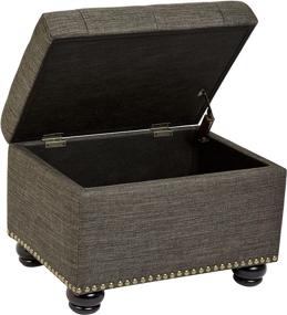 img 3 attached to Modern Charcoal Linen Upholstered Storage Ottoman in Gray - FIRST HILL FHW Grey 5th Ave