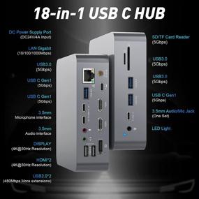 img 3 attached to Рокетек 18 в 1 USB C док-станция: Трёхэкранный, 4K HDMI/DP, Ethernet, USB 3.0/2.0, Читатель SD/TF карт, Аудио/Микрофон - Мак Бук Про/Эйр/Винс.