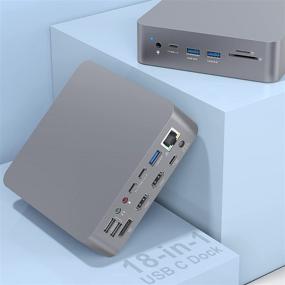 img 4 attached to Rocketek 18 in 1 USB C Docking Station: Triple Display, 4K HDMI/DP, Ethernet, USB 3.0/2.0, SD/TF Card Reader, Audio/Mic - Mac Book Pro/Air/Wins