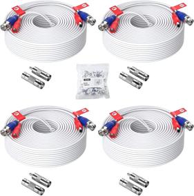 img 4 attached to 📹 ZOSI 4 Pack 100ft 2-in-1 Video Power Cable with BNC Extension for Surveillance Camera Systems – Includes BNC Connectors and RCA Adapters (White)