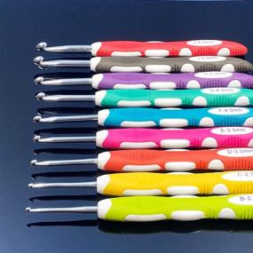 img 1 attached to 🪢 Ergonomic Crochet Hooks Set - 27 PCS with Case, Extra Long Soft Grip Handles- Ideal for Arthritic Hands. Standard US Size B(2MM)-J(6MM)