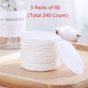 img 1 attached to 🔘 Premium Cotton Rounds for Face - 3 Packs, Total 240 Count – Hypoallergenic Makeup/Nail Polish Remover Pads – 100% Pure Cotton (240 pcs)