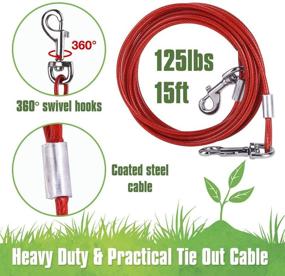 img 1 attached to 🐾 EXPAWLORER 15ft - Heavy Duty Swivel Dog Tie Out Stake and Cable Set: 1700Lbs Secure Hold, 360° Tangle-Free Dog Anchor with Steel Wire Rope Leash - Rust-Proof Yard Stake for Outdoor Camping and More