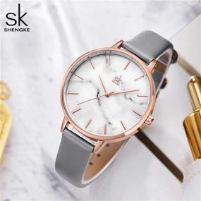 img 1 attached to ⌚ SHENGKE Ultra-Thin Marble Watch Quartz Creative Women Watches Waterproof,Relogio Feminino for Minimalist Stylish Women