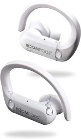 img 3 attached to 🎧 Беспроводные спортивные наушники Boompods Sportpods TWS Bluetooth - истинное стерео, сенсорное управление касанием, мощные басы, влагозащита, эргономичные насадки для ушей, наушники для тренировок (белые)