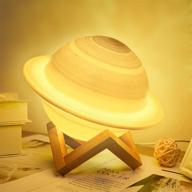 saturn lamp: 16 color galaxy planet lamp with stand - 5.9 inch led 3d printed moon lamp with usb rechargeable, remote & touch control - space decor night light gift for kids, baby girls, boys логотип