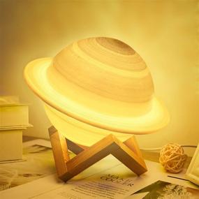 img 4 attached to Saturn Lamp: 16 Color Galaxy Planet Lamp with Stand - 5.9 inch LED 3D Printed Moon Lamp with USB Rechargeable, Remote & Touch Control - Space Decor Night Light Gift for Kids, Baby Girls, Boys