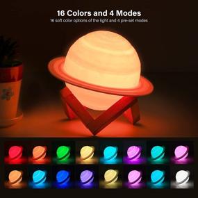 img 2 attached to Saturn Lamp: 16 Color Galaxy Planet Lamp with Stand - 5.9 inch LED 3D Printed Moon Lamp with USB Rechargeable, Remote & Touch Control - Space Decor Night Light Gift for Kids, Baby Girls, Boys