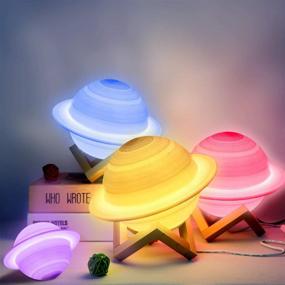 img 1 attached to Saturn Lamp: 16 Color Galaxy Planet Lamp with Stand - 5.9 inch LED 3D Printed Moon Lamp with USB Rechargeable, Remote & Touch Control - Space Decor Night Light Gift for Kids, Baby Girls, Boys