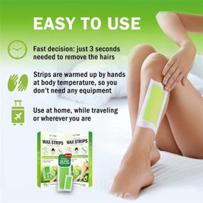 img 2 attached to 🌿 Hypoallergenic Home Waxing Kit for All Skin Types - Wax Strips Hair Removal for Facial, Eyebrow, Body, Arm, Leg, Brazilian, Underarm, and Bikini - Contains 52 Strips (Green) - Suitable for Women and Men