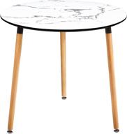 🍽️ greenforest round dining table for 2-4 person with faux marble top – ideal for kitchen room, 32-inch leisure coffee table for living room accent logo