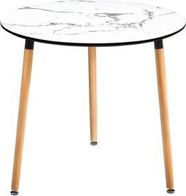 img 4 attached to 🍽️ GreenForest Round Dining Table for 2-4 Person with Faux Marble Top – Ideal for Kitchen Room, 32-inch Leisure Coffee Table for Living Room Accent