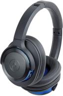 🎧 audio-technica ath-ws660btgbl solid bass bluetooth over-ear headphones with mic & control, gunmetal/blue – wireless logo