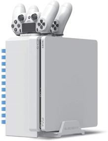 img 4 attached to 🎮 ElecGear White Games Disk Tower: Vertical Stand & Dual Charger - Blending Blu-ray DVD Storage, PS4 Controller Twin Charging Station for Playstation PS4, Pro, Slim