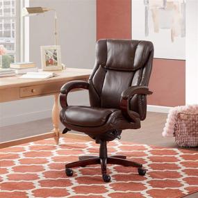 img 3 attached to Ultimate Comfort & Style: La-Z-Boy Bellamy Bonded 🪑 Leather Executive Office Chair with Memory Foam Cushions in Brown