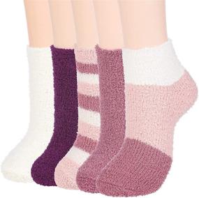 img 4 attached to 🧦 Winter Warm Cozy Socks for Women - Women's Christmas Fuzzy Socks, Soft Fluffy Cartoon Monster Socks, Athletic Indoor Socks