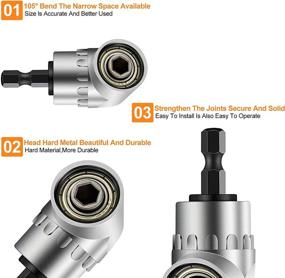 img 3 attached to 🔧 Universal Socket Tool Kit for Men - 3 Pack Set with Wrench, Drill Adapter & 105 Degree Right Angle Extension - Perfect Gift for DIY Handyman Dads