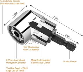 img 2 attached to 🔧 Universal Socket Tool Kit for Men - 3 Pack Set with Wrench, Drill Adapter & 105 Degree Right Angle Extension - Perfect Gift for DIY Handyman Dads