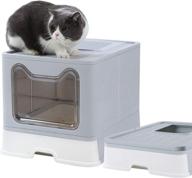 dymoll large cat litter box: foldable top entry box with lid, easy clean & odor-free – best pet kitty litter pan logo