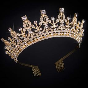 img 4 attached to 👑 COCIDE Dark Gold Crystal Tiara and Crown for Women's Birthday, Headband for Girls - Ideal Hair Accessory for Bride, Bridesmaids, Proms, Parties, Halloween Costumes, Christmas Gifts - Perfect for Cosplay and Queen-themed Events