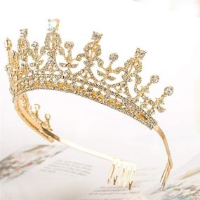 img 1 attached to 👑 COCIDE Dark Gold Crystal Tiara and Crown for Women's Birthday, Headband for Girls - Ideal Hair Accessory for Bride, Bridesmaids, Proms, Parties, Halloween Costumes, Christmas Gifts - Perfect for Cosplay and Queen-themed Events