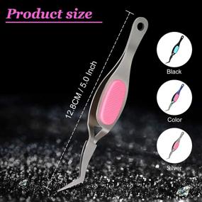 img 3 attached to 🔧 Stainless Steel Curved Craft Tweezers with Locking Mechanism, Soft-Grip Handle and Pointed Tip - Pack of 3 (Rainbow/Pink, Silver/Pink, Black/Blue), Ideal for DIY Crafts