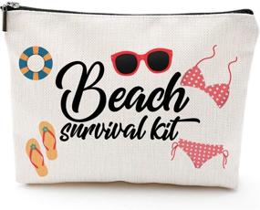 img 4 attached to 🏖️ Women's Beach Survival Kit: Stylish & Spacious Cosmetic Bag, Travel Toiletry Bag with Waterproof Design – Ideal Organizer for Makeup, Accessories & Gifts