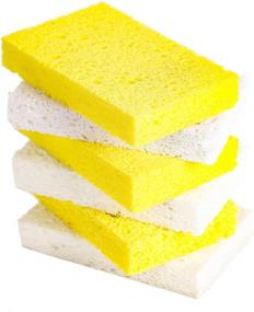 img 4 attached to 🧽 ARCLIBER Cellulose Sponge, Heavy Duty Scrub Sponge - Clean Tough Kitchen Messes Without Scratching - Yellow/White Sponge (6 Pack)