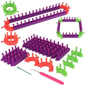 img 4 attached to 🧶 Coopay Flexible Loom Kits: Versatile Adjustables for DIY Crafts - Square & Round Knitting Looms, Tools & More!