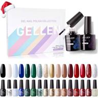 gellen christmas style 16 colors gel nail polish kit: red, white, green, and gold glitters - perfect holiday gift set logo