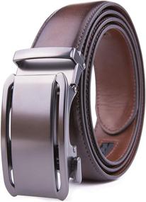 img 4 attached to 👔 Handcrafted Adjustable Men's Genuine Leather Belts - Premium Accessories with Automatic Buckle