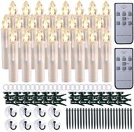 🕯️ 24pcs led taper candles with 2 remote updated timer function - christmas tree candles light - battery operated flickering flameless window candles warm white - ideal for party/holiday decor - cxmyke logo