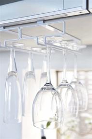 img 3 attached to YAMAZAKI Home 2464 Shelf Wine Glass Rack: Convenient Hanging Storage Holder in White - One Size