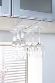 img 1 attached to YAMAZAKI Home 2464 Shelf Wine Glass Rack: Convenient Hanging Storage Holder in White - One Size