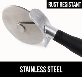 img 2 attached to Gorilla Grip Oversized Stainless Steel Pizza Wheel - Slice Thick or Thin Pizzas in Seconds with Thumb Guard Protection, Dishwasher Safe – Rust Resistant, Works on Pie Crust & Pastries, Soft Grip Handle, Black