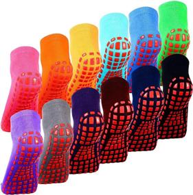 img 4 attached to 🧦 12 Pairs of Women's Non-Slip Yoga Socks with Grips - Anti-Skid Sticky Grippers Socks for Pilates, Ballet Barre, and Yoga