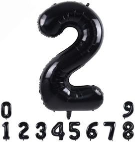 img 4 attached to 🎈 Black 40-Inch Large Number Balloons 0-9 for Birthday Party Decorations - 2 Digit Helium Foil Mylar Big Number Balloons