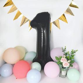 img 2 attached to 🎈 Black 40-Inch Large Number Balloons 0-9 for Birthday Party Decorations - 2 Digit Helium Foil Mylar Big Number Balloons