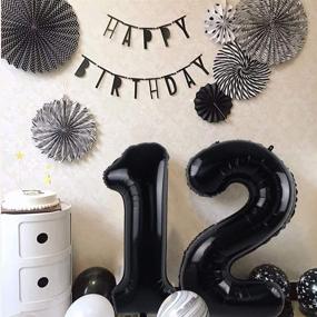 img 1 attached to 🎈 Black 40-Inch Large Number Balloons 0-9 for Birthday Party Decorations - 2 Digit Helium Foil Mylar Big Number Balloons