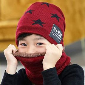 img 2 attached to 🧣 Stylish Winter Beanie: Slouchy Circle Red Star - Perfect Boys' Accessory