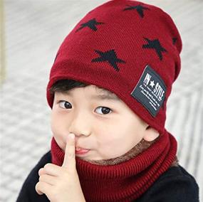 img 3 attached to 🧣 Stylish Winter Beanie: Slouchy Circle Red Star - Perfect Boys' Accessory