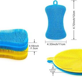 img 2 attached to WeTest Kitchen Cleaning Silicone Sponges - Reusable Dish Washing Scrubber Brush for Plates, Bowls, Pots, Fruits, Vegetables, Cars, Baths (3 Pack)