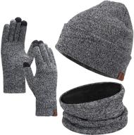 🧣 warm winter beanie hat scarf touchscreen gloves set for men and women - cozy beanie, gloves and neck warmer combo with fleece lining logo