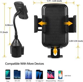 img 3 attached to 🚗 Universal Adjustable Gooseneck Car Cup Holder Phone Mount, Amoner U Cup Phone Holder for Car – Ideal for iPhone 12/11 Pro/11/X/8