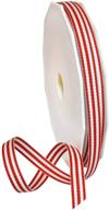 🎀 red grosgrain stripes ribbon by morex ribbon, 3/8-inch x 20 yards logo